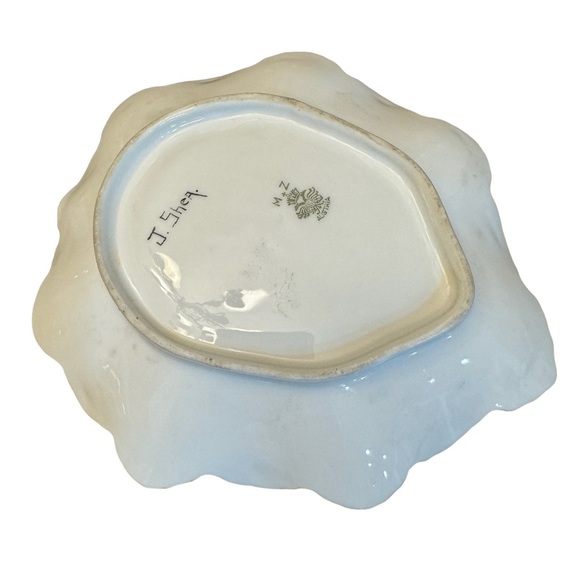 M & Z Austrian Porcelain Floral Trinket Dish Gold Handle Vintage 1900-1940 - Picture 9 of 15